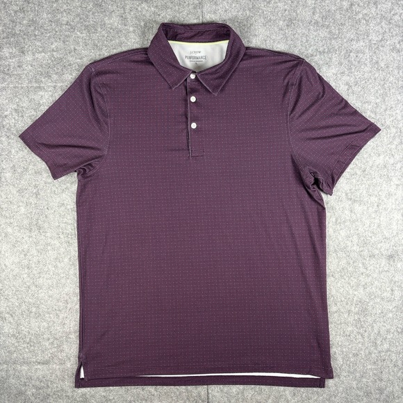 J.CREW Other - J Crew Performance Polo Men's L Burgundy Purple Print Shirt Short Sleeve
